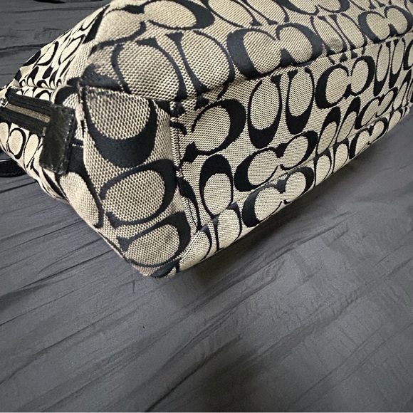 Coach Gallery Signature Tote Shoulder Bag Black and Tan Canvas and Leather - Picture 8 of 16